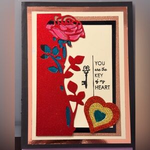 17. Metallic Romantic Red Rose Valentines Day . Greeting Card..